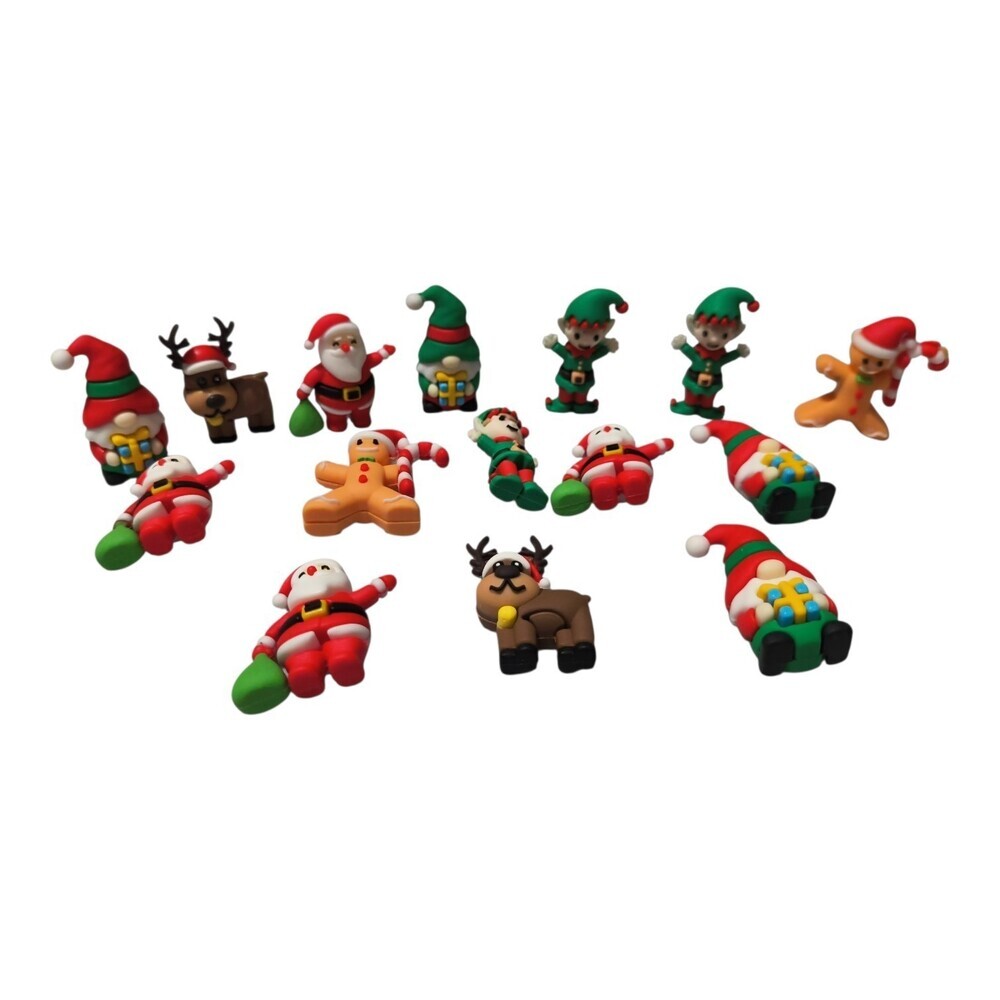 3D Unbranded Christmas Characters Set Of 15 Santa, Elf, Reindeer, Gingerbread